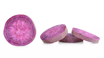 Obraz na płótnie Canvas Purple Colored Sweet Potatoes on White background