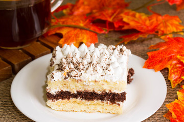Tiramisu on a white plate