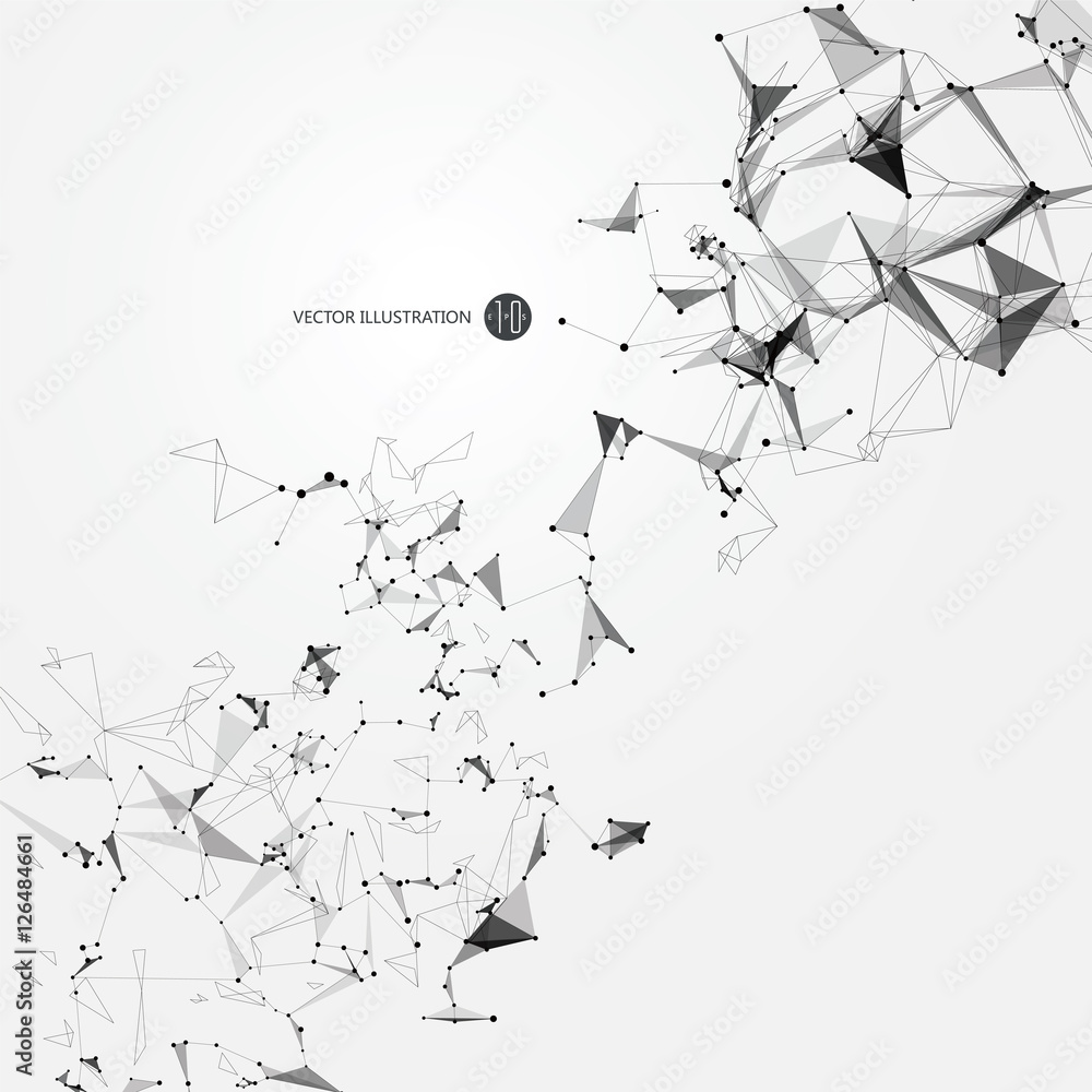 Poster abstract graphic consisting of points, lines and connection, internet technology.