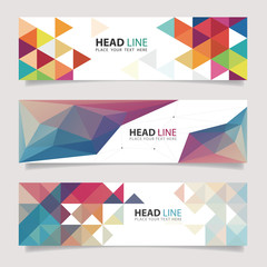 Vector banners with abstract multicolored polygonal mosaic 