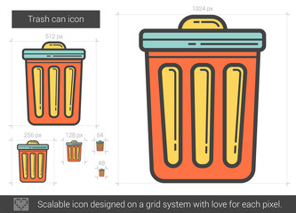 Trash can line icon.
