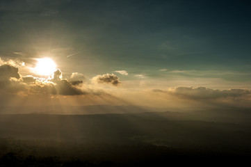 Beautiful sky at top view mountain in evening ,Khao Yai National