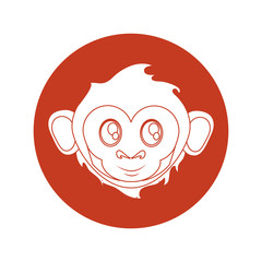Monkey silhouette inside circle icon. Animal wildlife ape and primate theme. Isolated design. Vector illustration