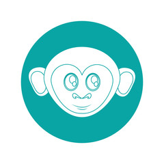 Obraz premium Monkey silhouette inside circle icon. Animal wildlife ape and primate theme. Isolated design. Vector illustration
