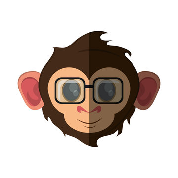 Monkey cartoon with glasses icon. Animal wildlife ape and primate theme. Isolated design. Vector illustration