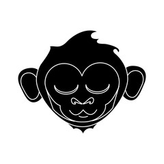 Monkey cartoon face icon. Animal wildlife ape and primate theme. Isolated design. Vector illustration