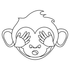 Monkey cartoon face icon. Animal wildlife ape and primate theme. Isolated design. Vector illustration