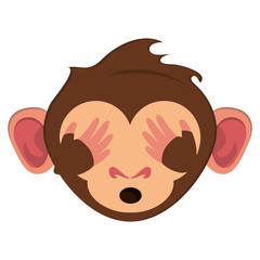 Monkey cartoon face icon. Animal wildlife ape and primate theme. Isolated design. Vector illustration