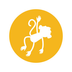Monkey silhouette inside circle icon. Animal wildlife ape and primate theme. Isolated design. Vector illustration