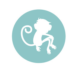 Monkey silhouette inside circle icon. Animal wildlife ape and primate theme. Isolated design. Vector illustration