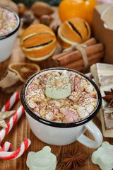 Christmas hot chocolate with marshmallows