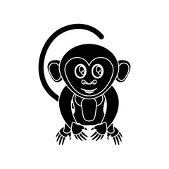 Monkey cartoon silhouette icon. Animal wildlife ape and primate theme. Isolated design. Vector illustration
