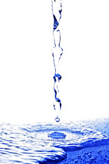 Water falling into puddle