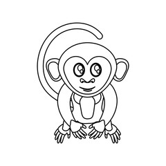 Monkey cartoon silhouette icon. Animal wildlife ape and primate theme. Isolated design. Vector illustration