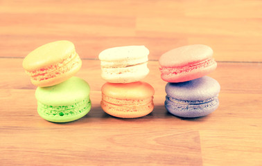Colorful macaroon on vintage background