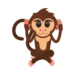 Monkey cartoon icon. Animal wildlife ape and primate theme. Isolated design. Vector illustration