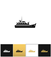 Obraz premium Navy military warship silhouette vector icon