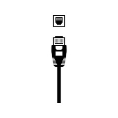 Ethernet cable and network port vector icon