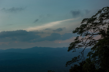 Beautiful sky at top view mountain in evening ,Khao Yai National