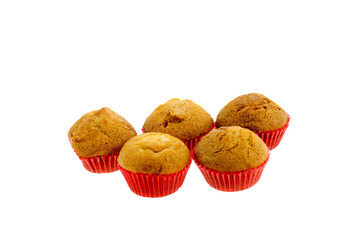 chocolate chip muffin isolated on white background