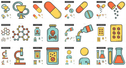 Medicine line icon set.