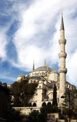 Fototapeta na wymiar Minaret, Istanbul, Turkey and historic architecture and medieval
