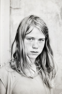 Portrait of serious girl