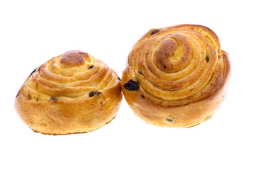 The fresh bread rolls isolated on white background