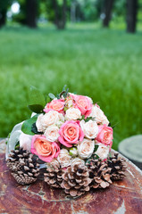 Wedding bouquet with cones.