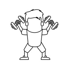 Man cartoon lifting weight icon. Fitness gym bodybuilding bodycare and fit theme. Isolated design. Vector illustration