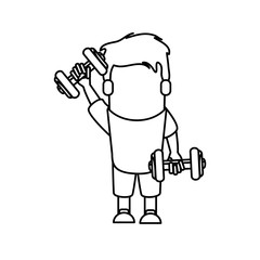 Man cartoon lifting weight icon. Fitness gym bodybuilding bodycare and fit theme. Isolated design. Vector illustration