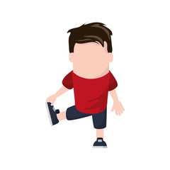 Man cartoon stretching icon. Fitness gym bodybuilding bodycare and fit theme. Isolated design. Vector illustration