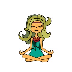 Hippie girl, meditation