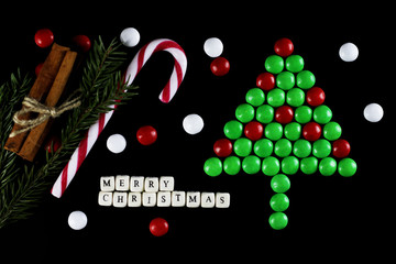 christmas tree shape candy background