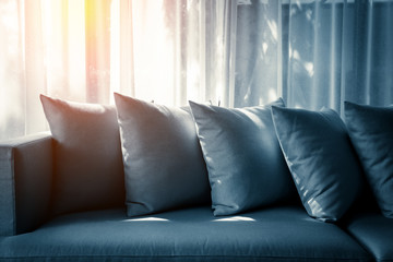 contemporary interior of Living room with part of sofa