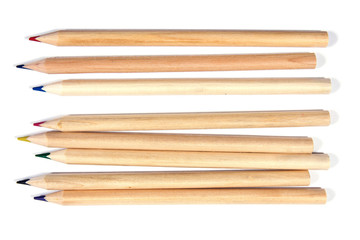 Fototapeta premium color pencils isolated on white. natural color.Row of natural co