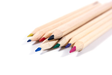 color pencils isolated on white. natural color.Natural color pen