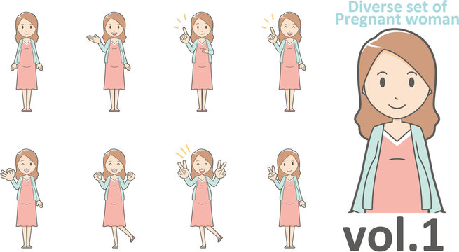 Diverse set of pregnant women , EPS10 vector format vol.1