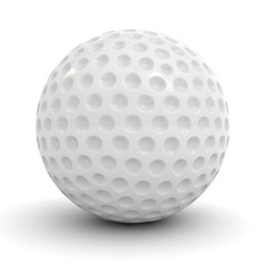 Golf ball isolated over white background with reflection and shadow 3D rendering