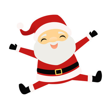 Happy Santa Claus Jumping For Joy