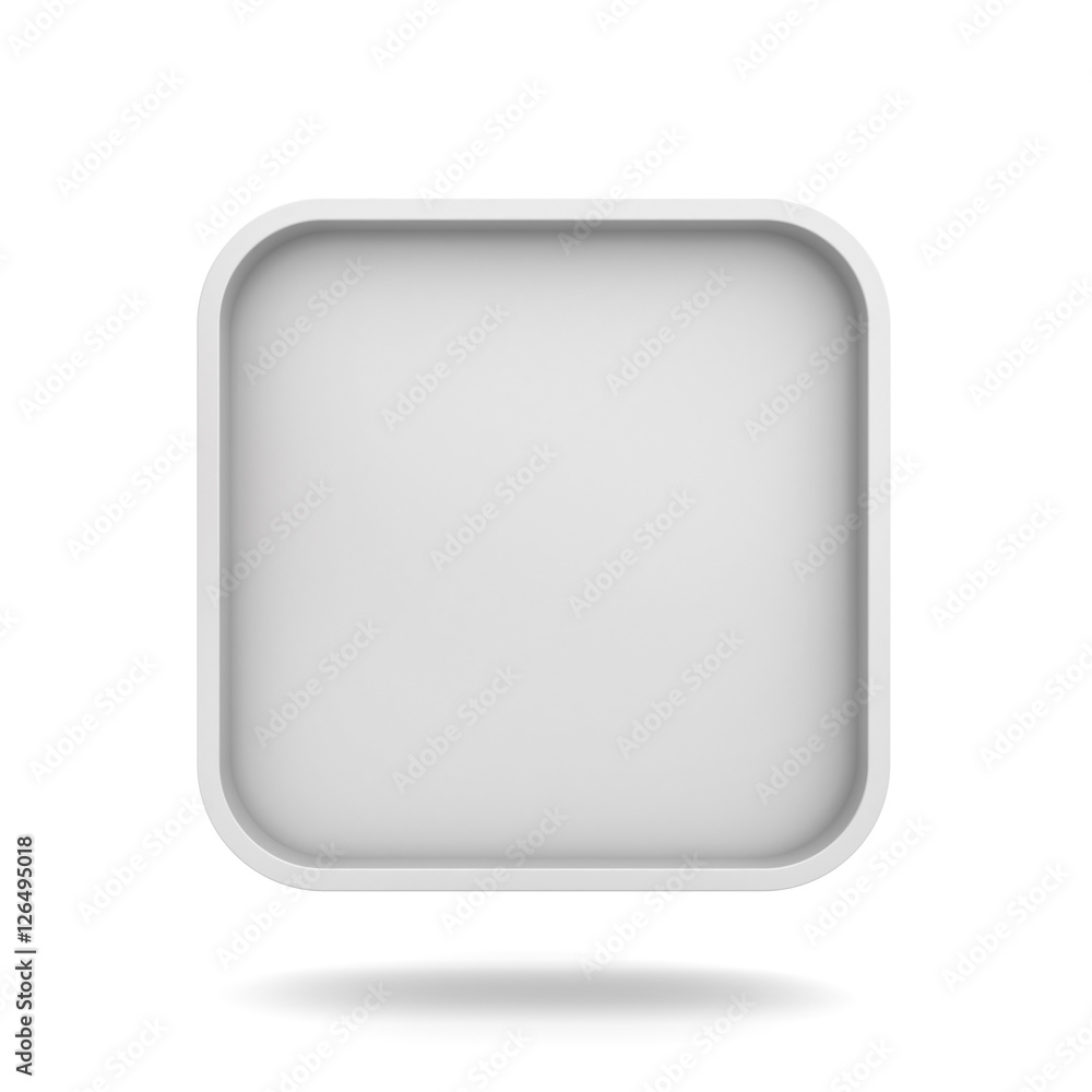 Aufkleber Blank square frame or white web button isolated over white background with shadow 3D rendering