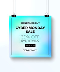 Cyber monday concept design for banner, flyer and advertisement