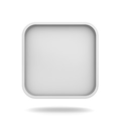 Blank square frame or white web button isolated over white background with shadow 3D rendering