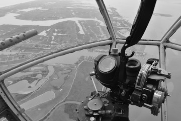 The Bombardier remote turret postion of an American bomber from World War Two.
