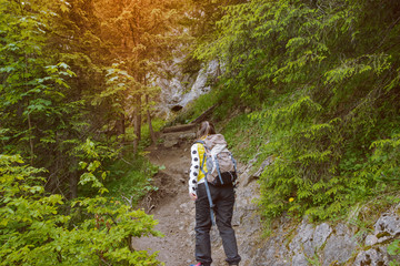 woman hiker hiking on trail