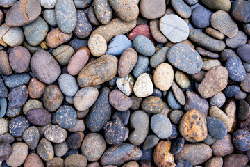 Pebbles background.Gravel background.Colorful pebbles background