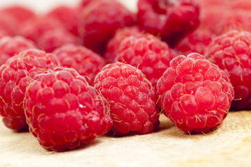 Red ripe raspberries