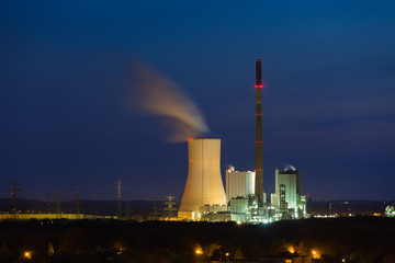 Fototapeta na wymiar Modern Coal Power Station At Night