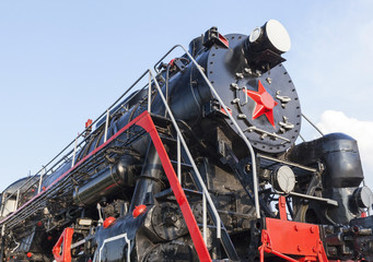 old steam locomotive close up