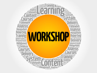 Workshop circle word cloud, business concept